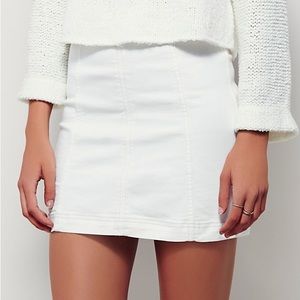 Free People white denim mini skirt